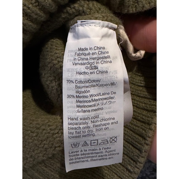 Madewell Sweater Womens XXS Olive Green Puff Sleeve Knit Cotton Wool Blend - Picture 4 of 8